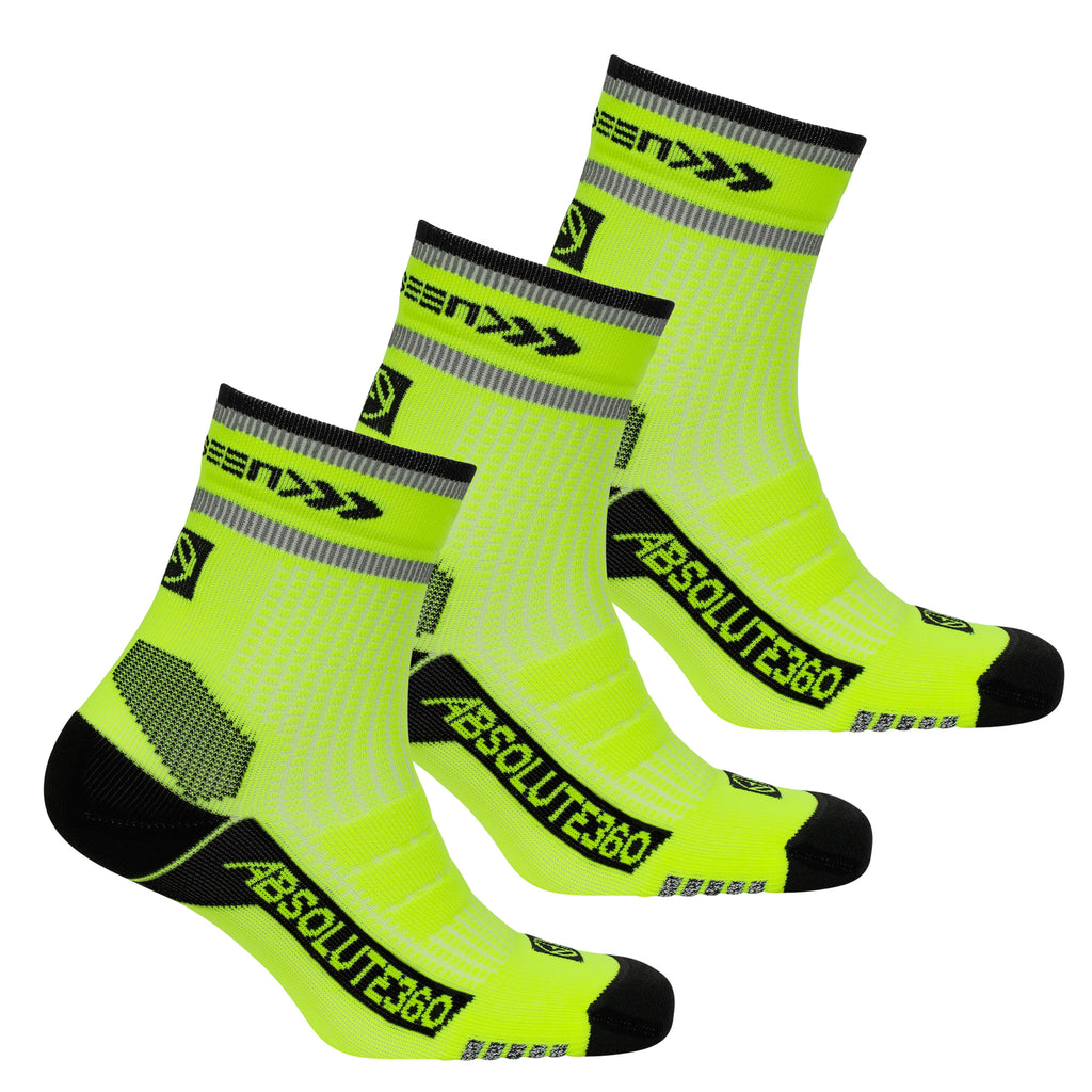 Reflective Running Socks Quarter Crew (3 pairs) ABSOLUTE360®