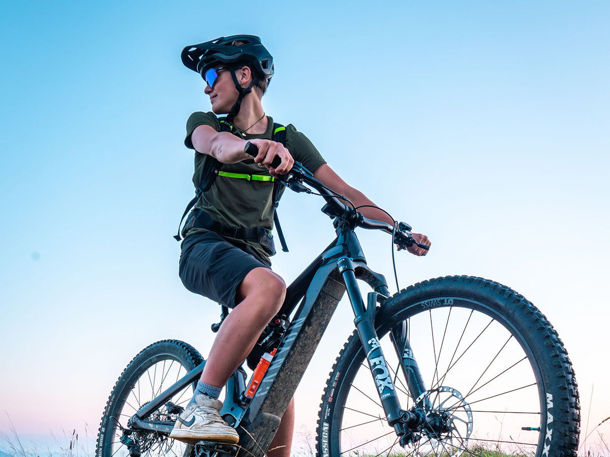 Cyclist riding a mountain bike as cross-training for running