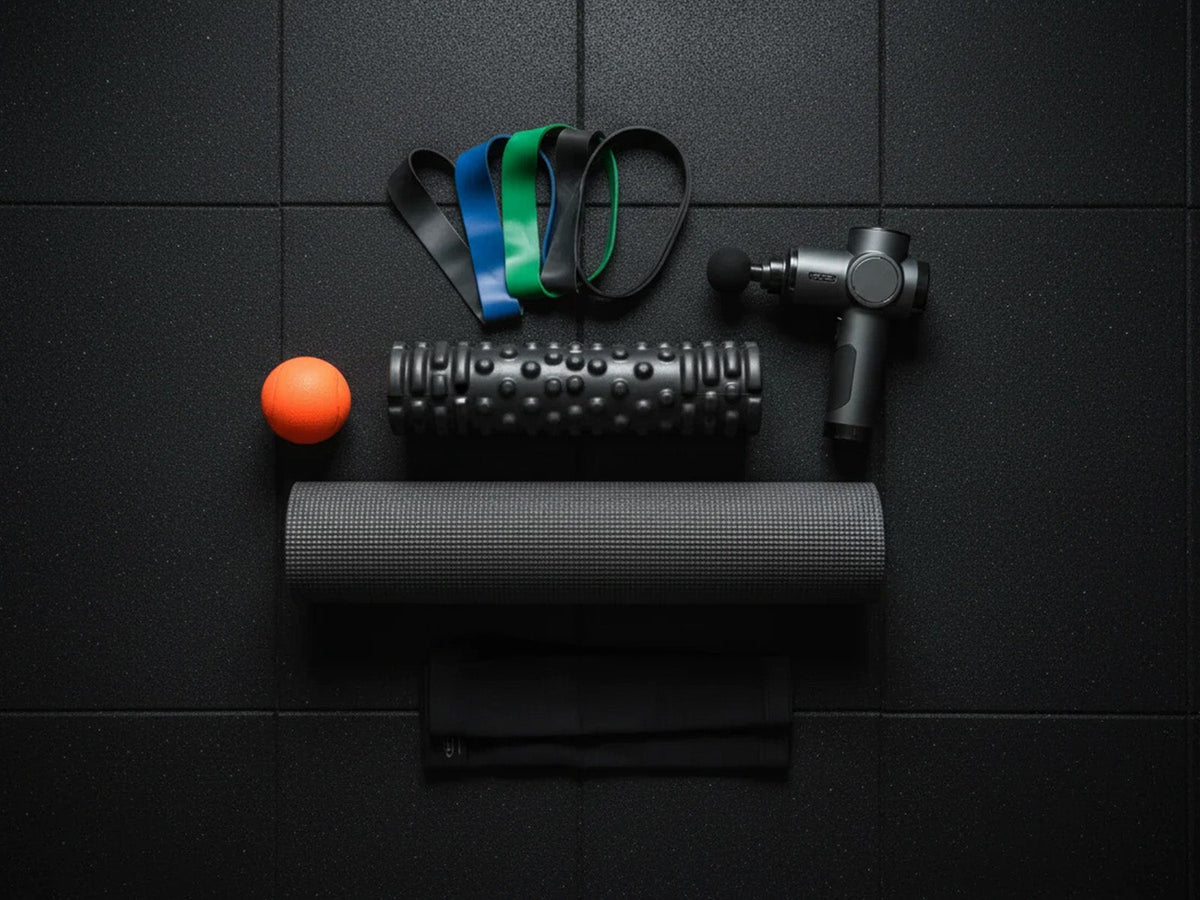 Foam rollers, massage ball and massage gun used as recovery tools after exercise
