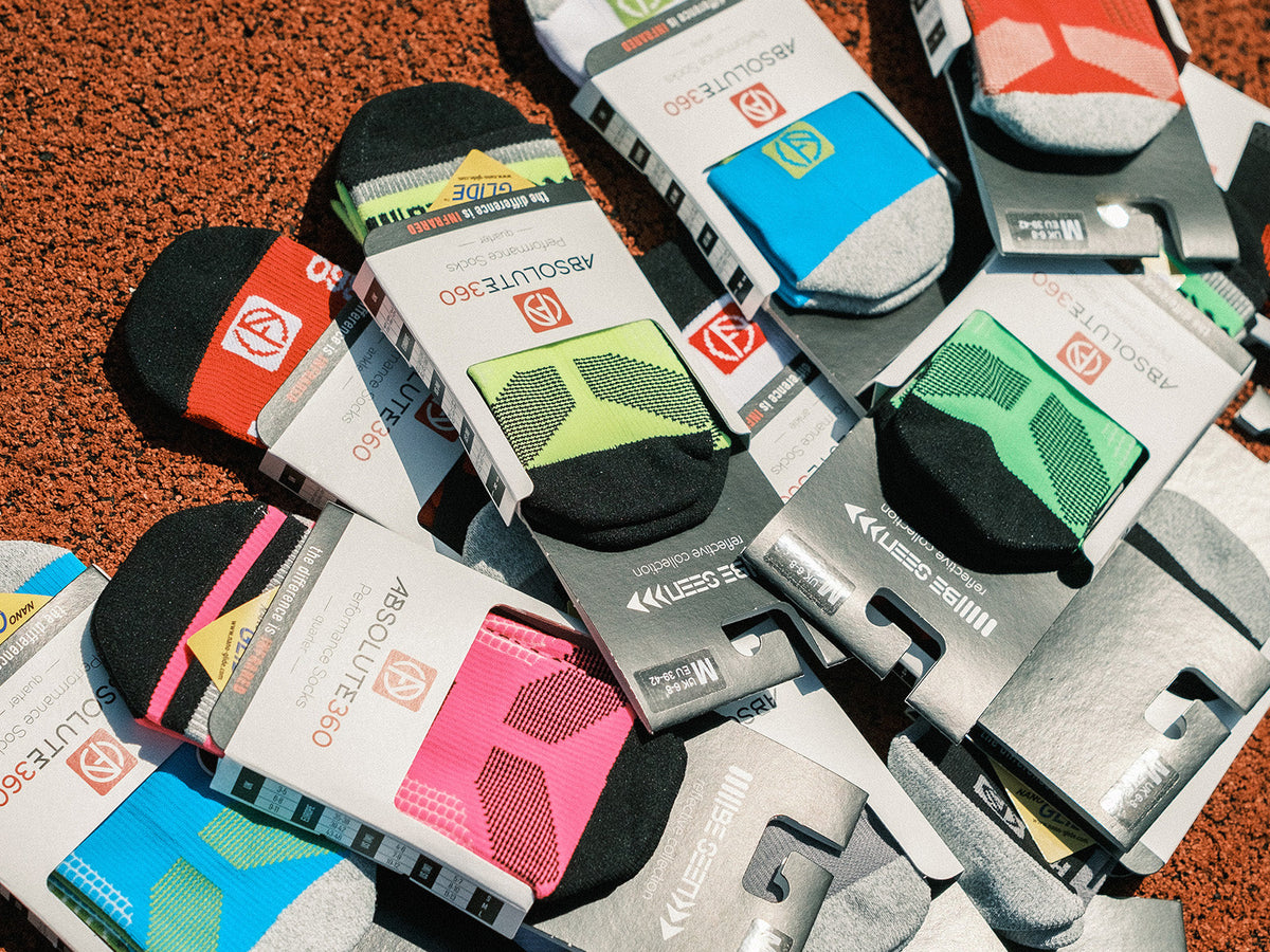 Selection of ABSOLUTE360 running socks in different styles and heights