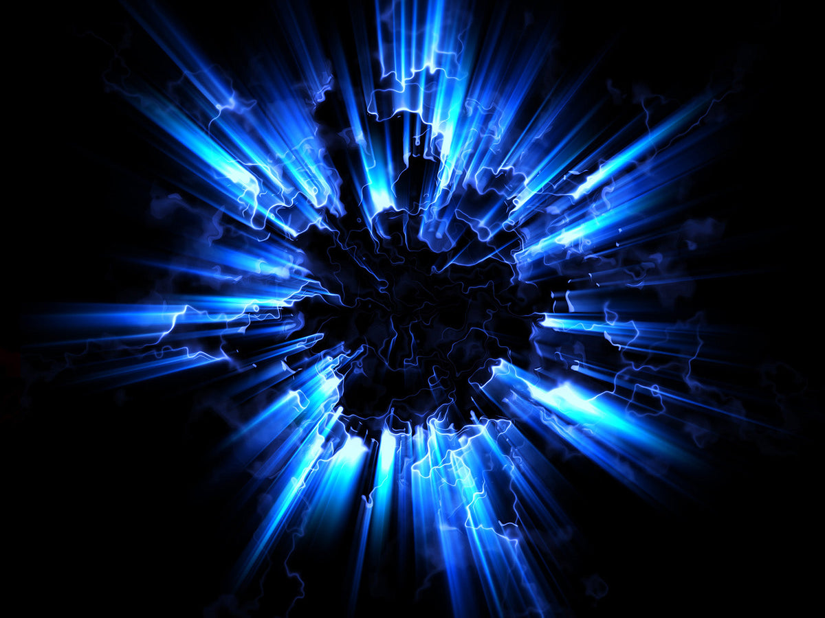 Abstract blue energy burst symbolizing the creation of ABSOLUTE360