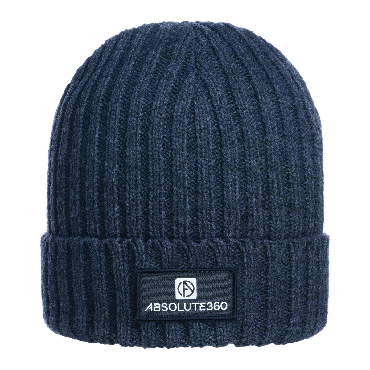 ABSOLUTE360 Boxed Logo Beanie in charcoal colour, front view on white background