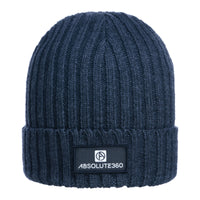 ABSOLUTE360 Boxed Logo Beanie in charcoal colour, front view on white background