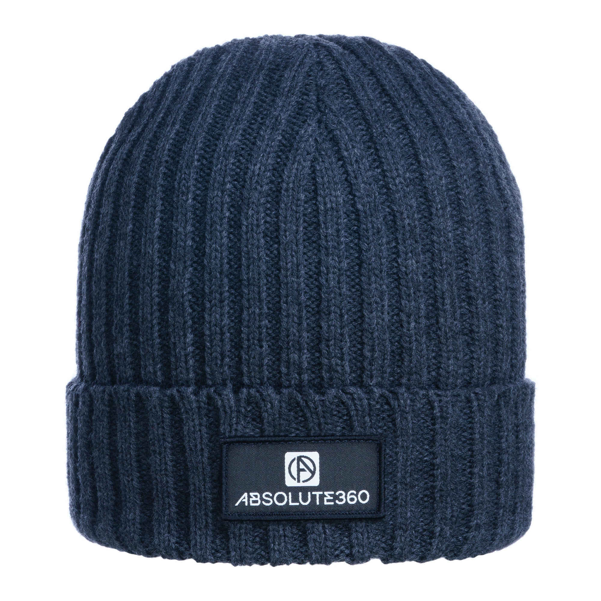ABSOLUTE360 Boxed Logo Beanie in charcoal colour, front view on white background