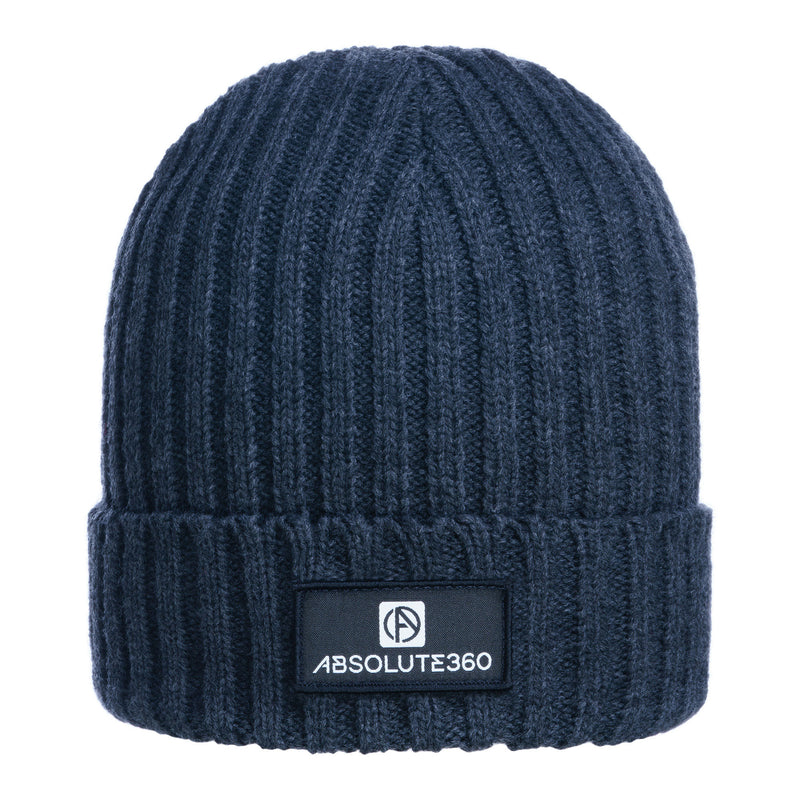 ABSOLUTE360 Boxed Logo Beanie in charcoal colour, front view on white background
