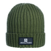 ABSOLUTE360 Boxed Logo Beanie in dark olive green colour, front view on white background