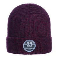 ABSOLUTE360 Heritage Beanie in burgundy colour, front view on white background