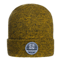 ABSOLUTE360 Heritage Beanie in mustard colour, front view on white background