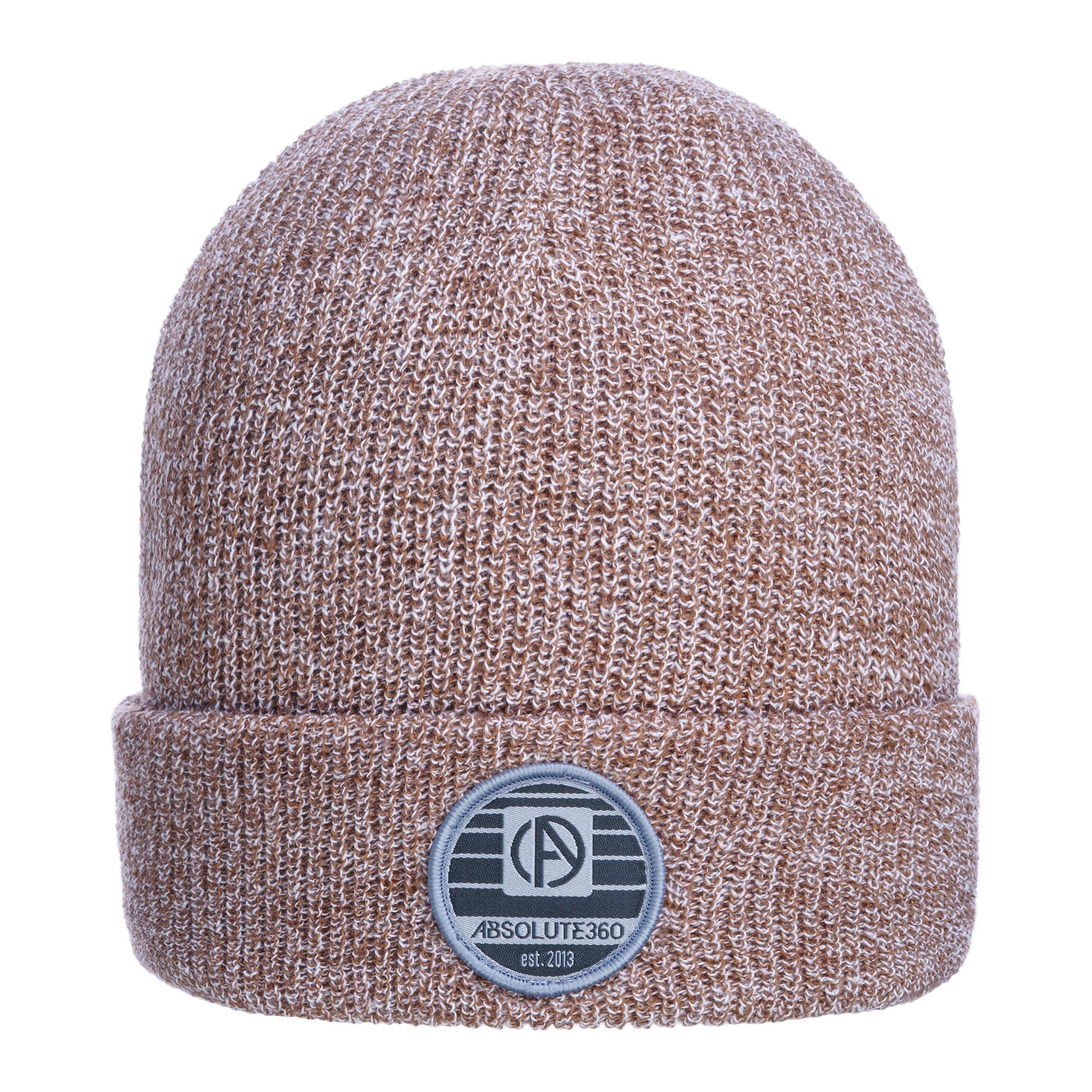 ABSOLUTE360 Heritage Beanie in oatmeal colour, front view on white background