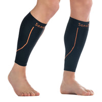 ABSOLUTE360 black calf sleeves, side view on white background