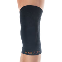 ABSOLUTE360 black knee support, front view on white background