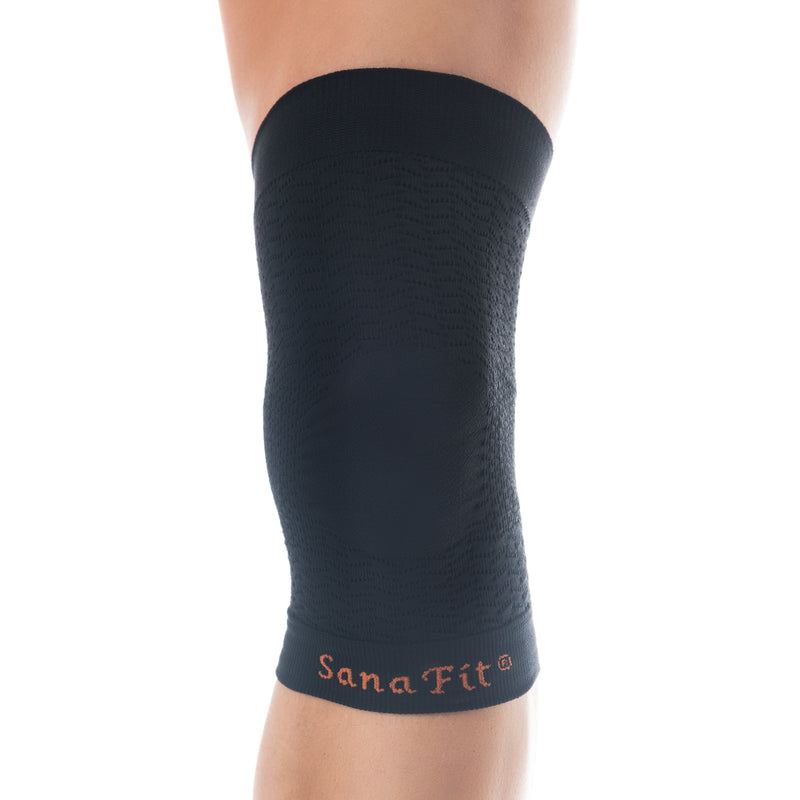 ABSOLUTE360 black knee support, front view on white background