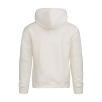ABSOLUTE360 men's & women's pullover hoodie in white , back view on white background