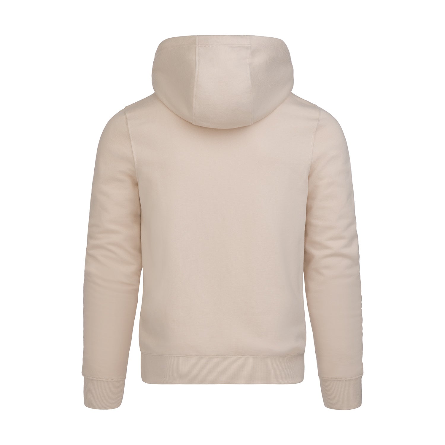 ABSOLUTE360 men's & women's pullover hoodie in beige, back view on white background