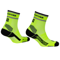 ABSOLUTE360 neon yellow high-vis quarter running socks, product image on white background