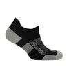 ABSOLUTE360 black low-cut running sock, side view, product image on white background