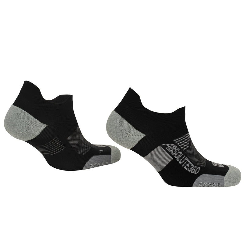 ABSOLUTE360 black low-cut running socks, product image on white background