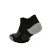 ABSOLUTE360 black low-cut running sock, featuring breathable mesh panels, product image on white background