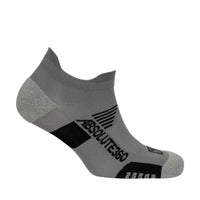 ABSOLUTE360 grey low-cut running sock, side view, product image on white background