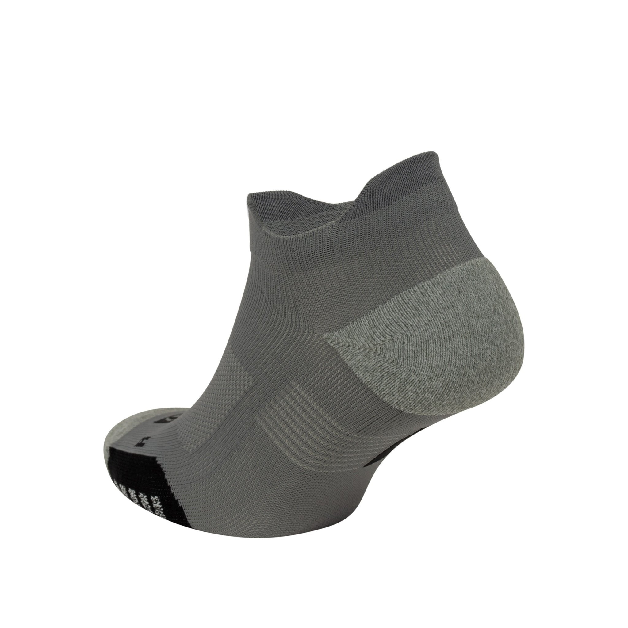ABSOLUTE360 grey low-cut running sock, featuring breathable mesh panels, product image on white background