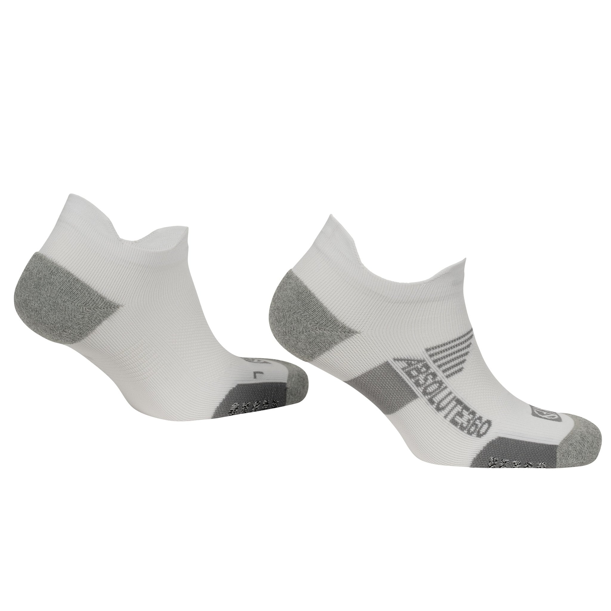ABSOLUTE360 white low-cut running socks, product image on white background