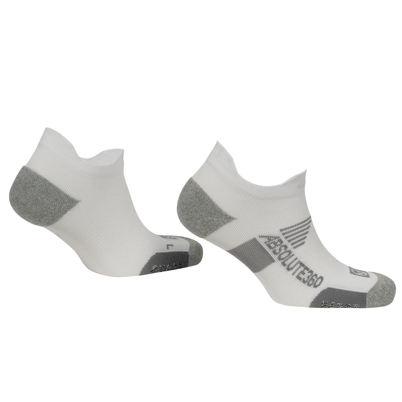ABSOLUTE360 white low-cut running socks, product image on white background