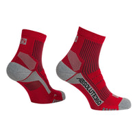 ABSOLUTE360 red and grey quarter running socks, product image on white background