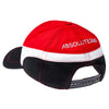 ABSOLUTE360 Logo Team Cap in red, black and white, back view on white background
