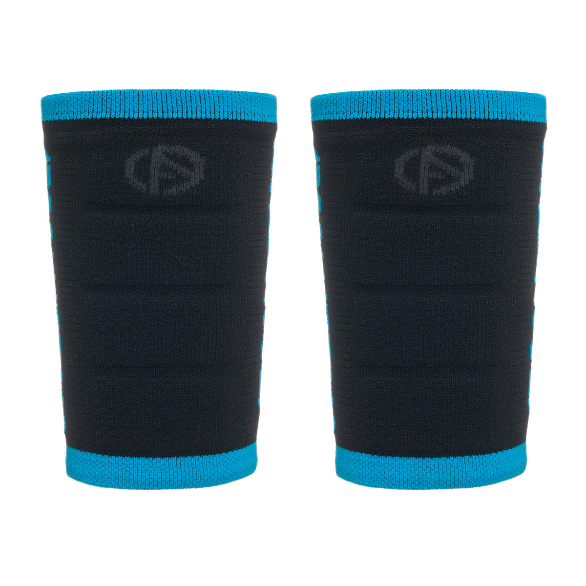 ABSOLUTE360 pair of black wristbands with blue accents, product image on white background