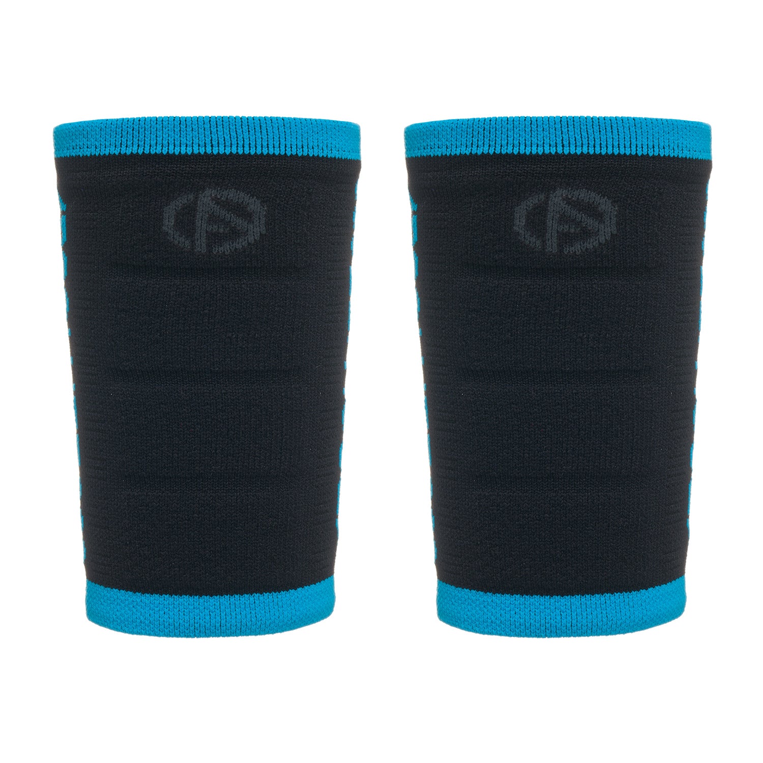 ABSOLUTE360 pair of black wristbands with blue accents, product image on white background