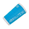 ABSOLUTE360 turquoise wristband with white accents and text, product image on white background