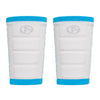 ABSOLUTE360 pair of white wristbands with turquoise accents, product image on white background