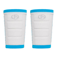 ABSOLUTE360 pair of white wristbands with turquoise accents, product image on white background
