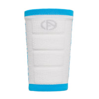 ABSOLUTE360 white wristband with turquoise accents, product image on white background