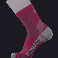 ABSOLUTE360 red and grey quarter running sock, product video on black background