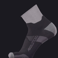 ABSOLUTE360 black low-cut running sock, product video on black background