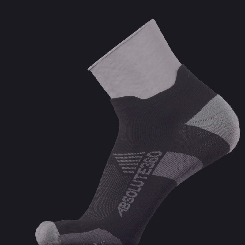 ABSOLUTE360 black low-cut running sock, product video on black background
